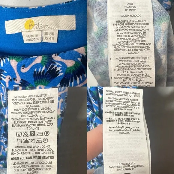 Boden Petronella Jersey Dress Moroccan Flamingo Splash in Blue Size 4 R