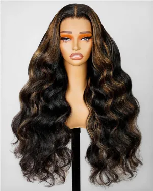 Body Wave Highlight #30 Colored 360 Full Lace Frontal Human Hair Wig