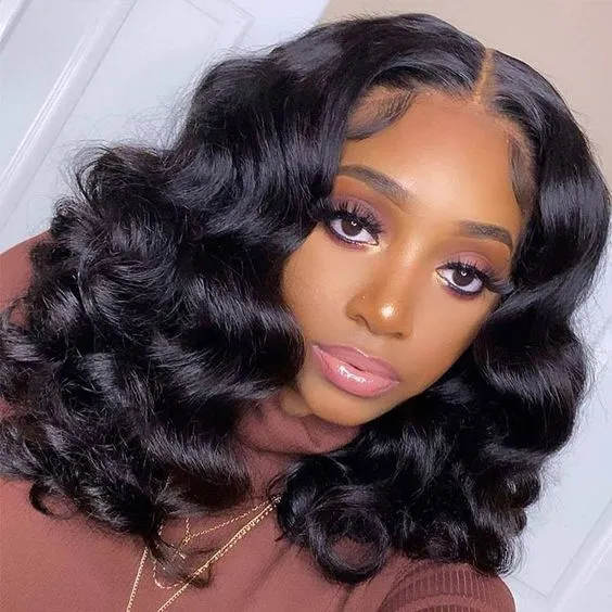 Bogo Sale | Balayage Color Body Wave 24inches Natural Black Loose Wave Bob 14inches-6x5 Lace