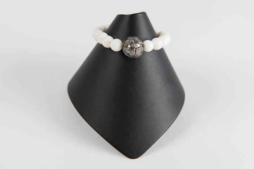 Bone with pave diamond bead