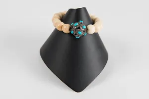 Bone with turquoise and pave diamond bead