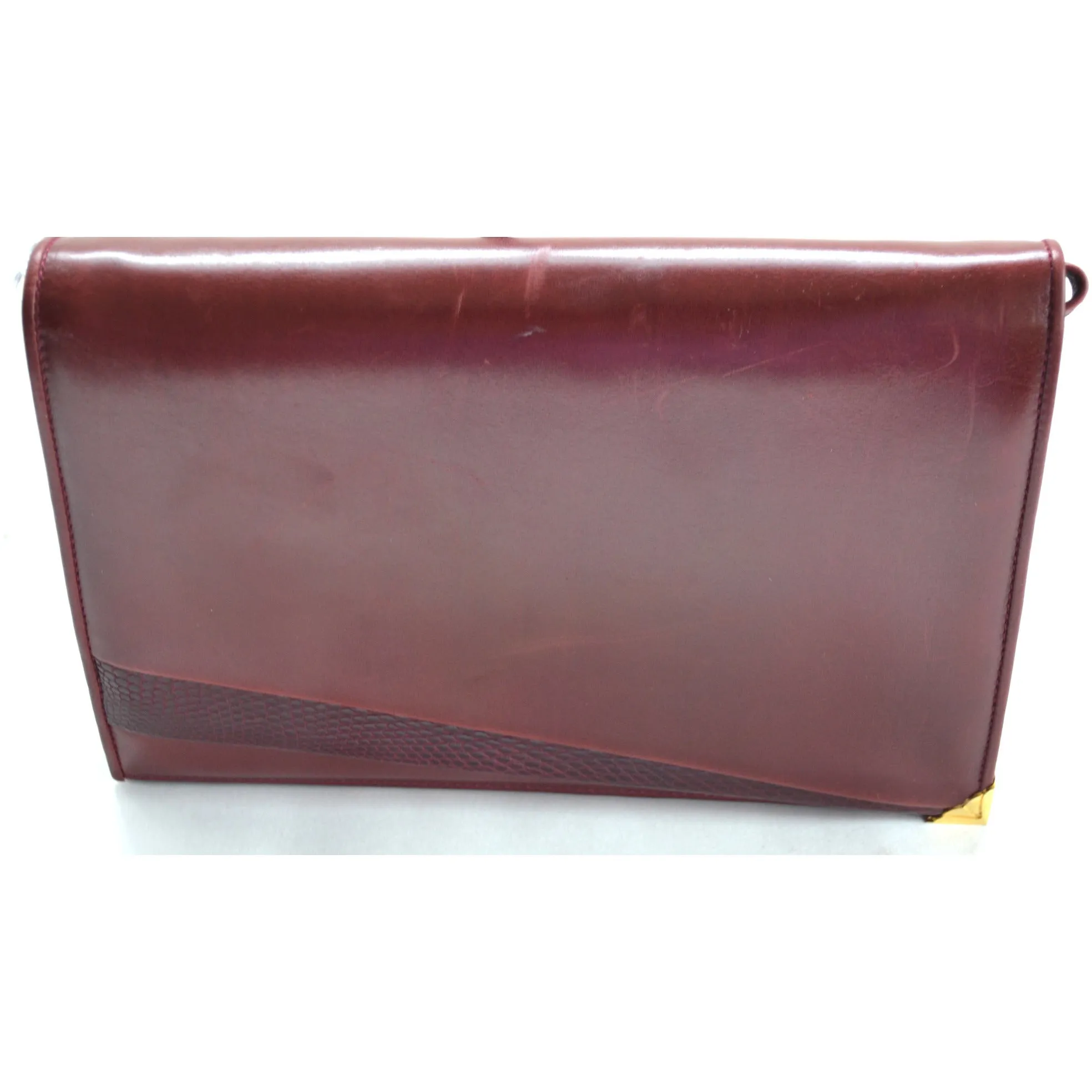 Bordeaux Leather & Reptile Purse By Ferragamo