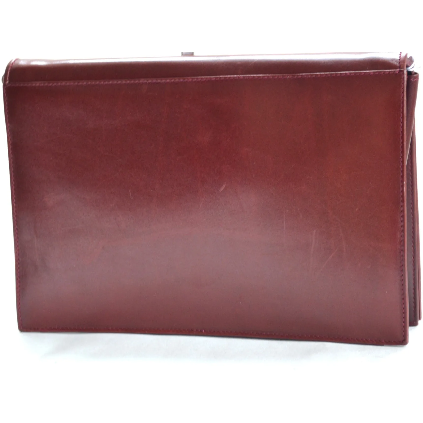 Bordeaux Leather & Reptile Purse By Ferragamo