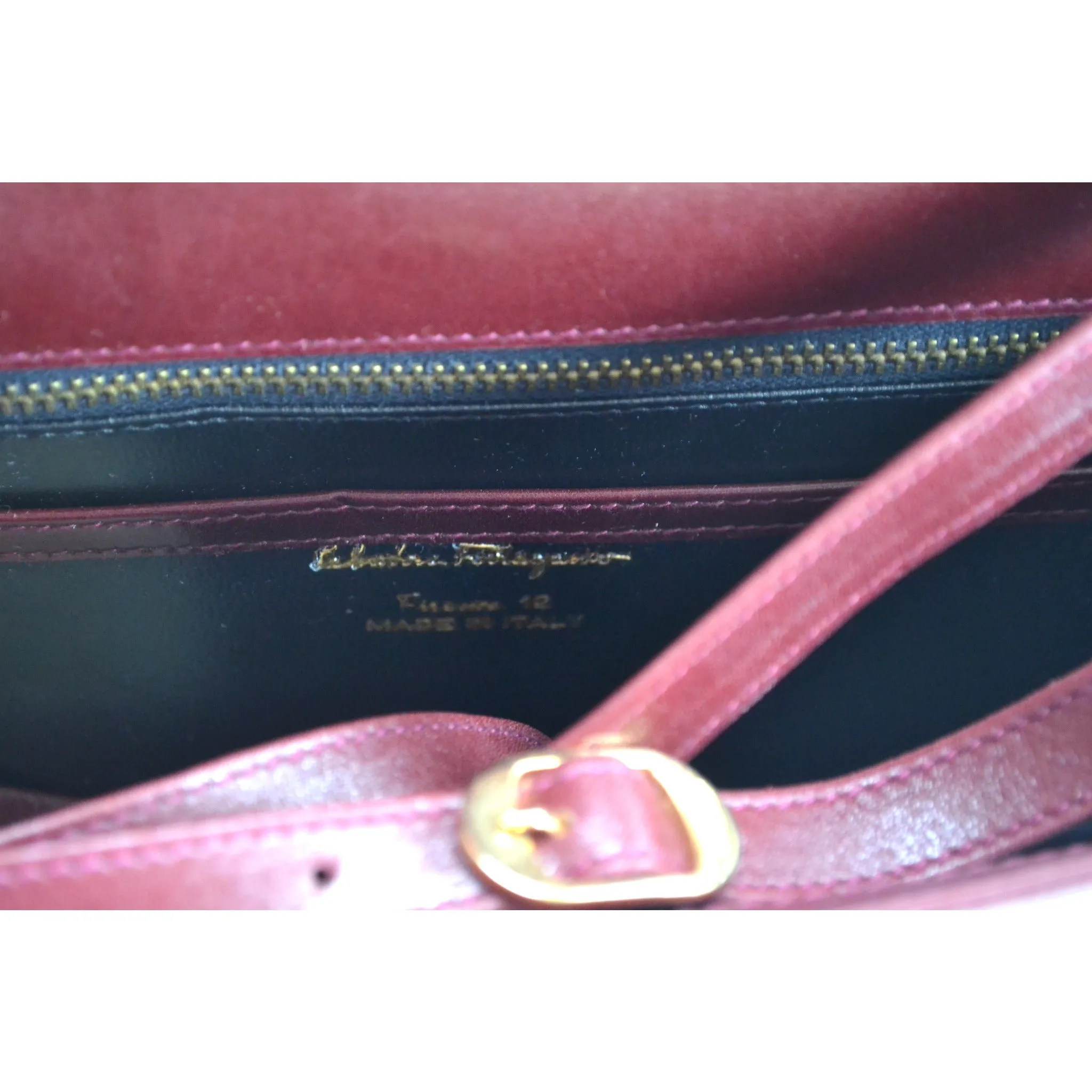 Bordeaux Leather & Reptile Purse By Ferragamo