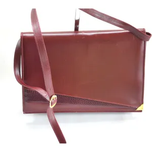 Bordeaux Leather & Reptile Purse By Ferragamo