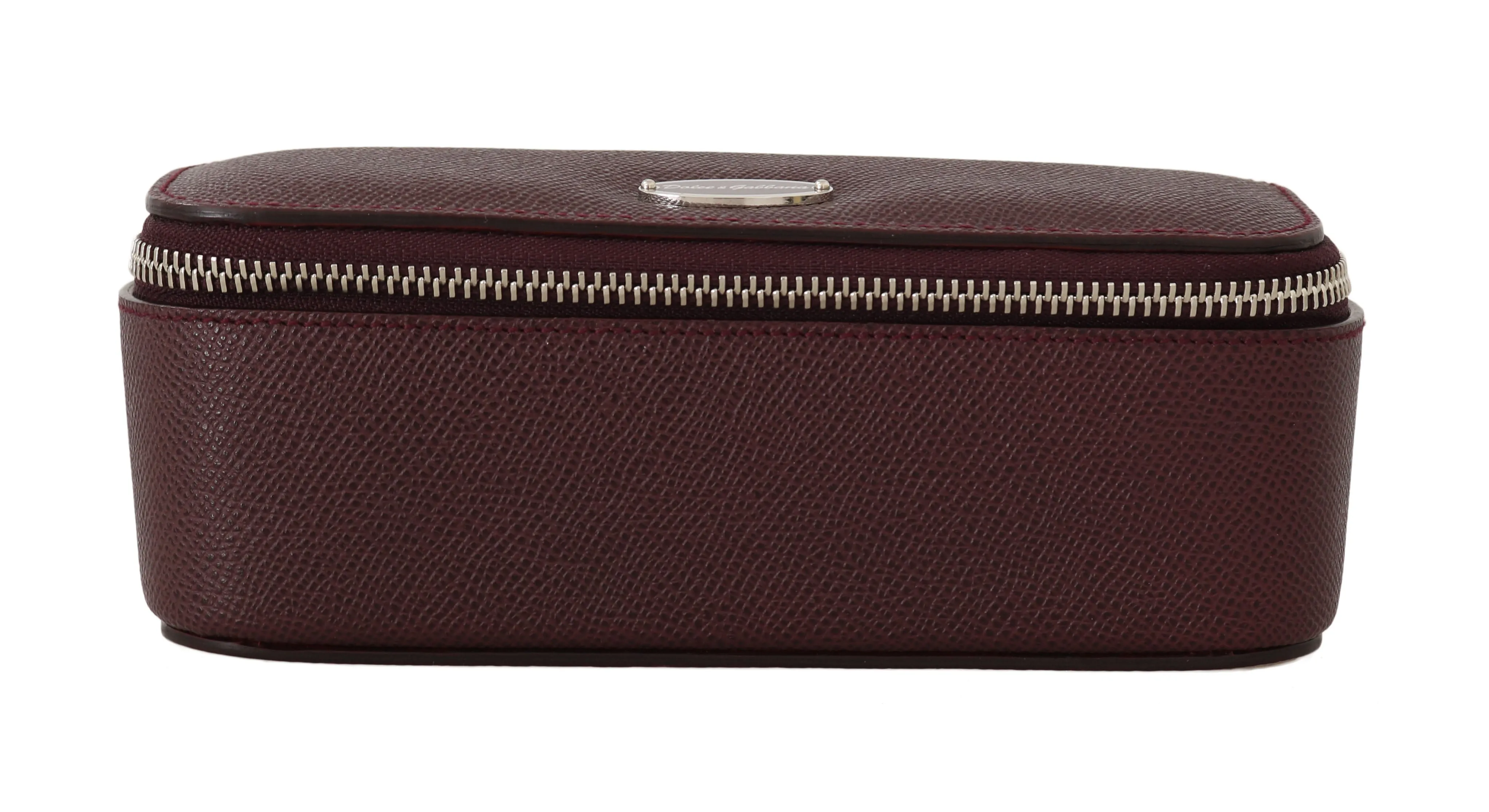 Bordeaux Leather Jewelry Sunglasses Case Bag