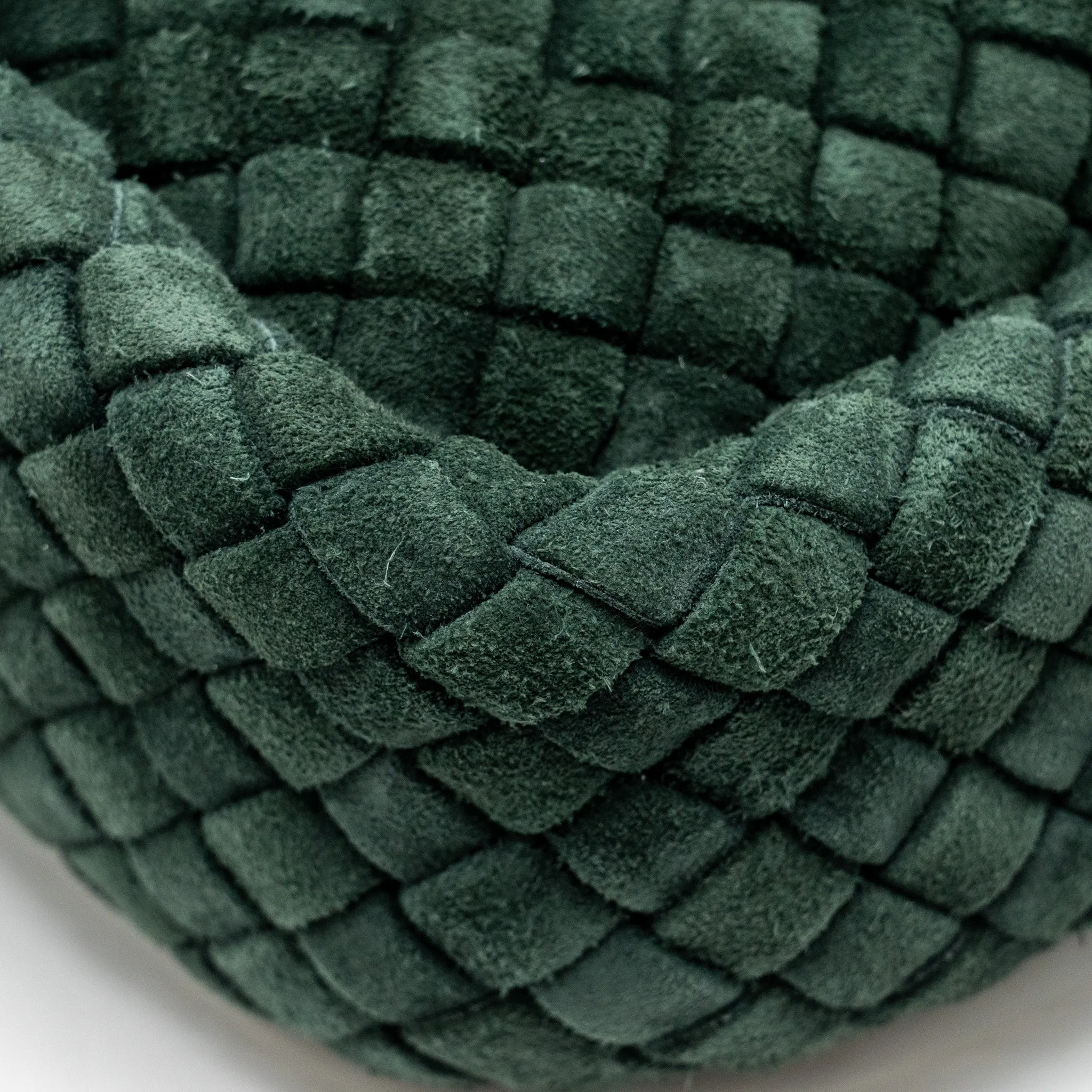 Bottega Veneta Cobble Messenger Bag Intrecciato-Woven Padded Suede Dark Green GHW