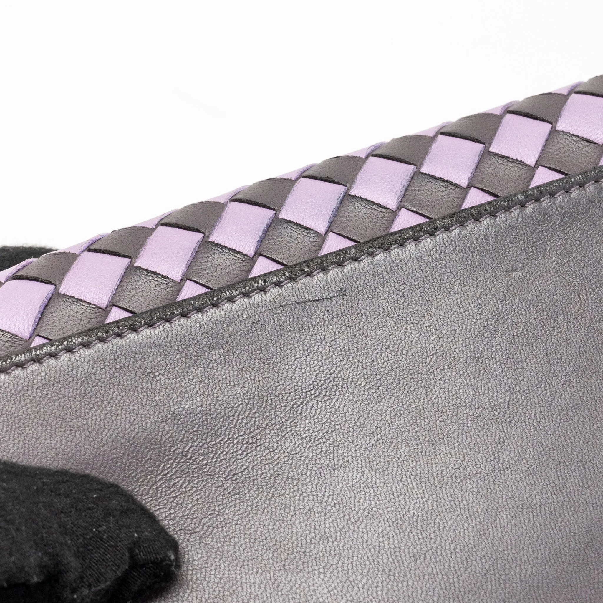 Bottega Veneta Intrecciato Wallet On Chain Leather Purple/Grey GHW