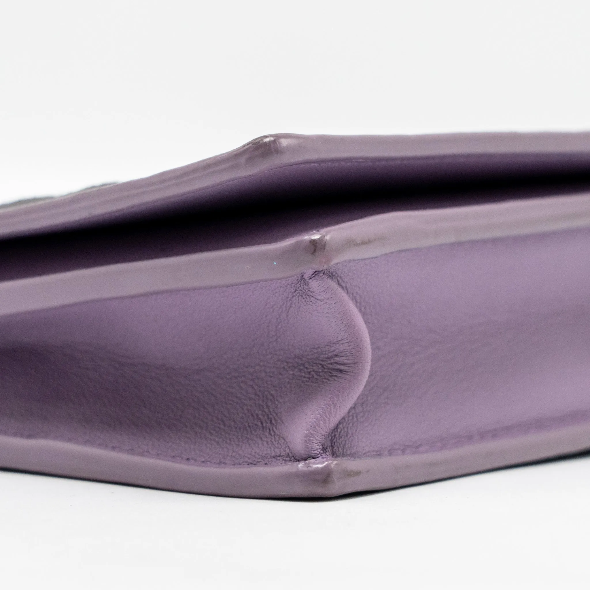 Bottega Veneta Intrecciato Wallet On Chain Leather Purple/Grey GHW