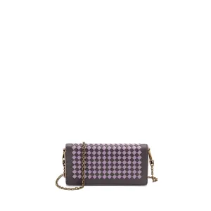 Bottega Veneta Intrecciato Wallet On Chain Leather Purple/Grey GHW