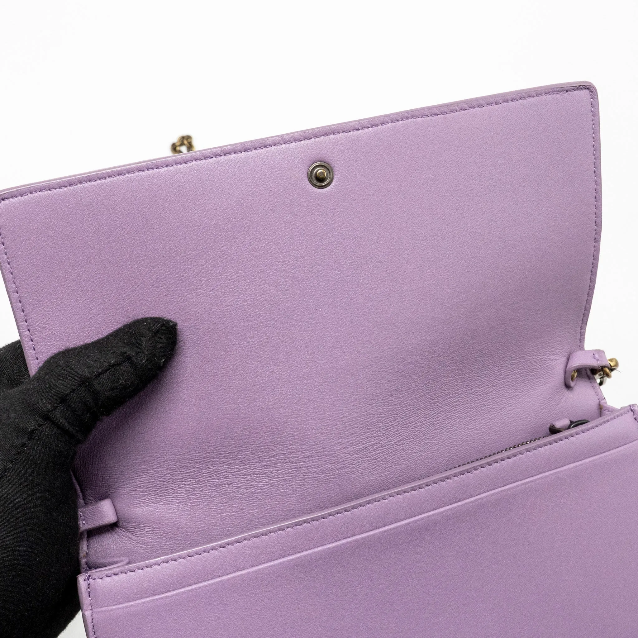 Bottega Veneta Intrecciato Wallet On Chain Leather Purple/Grey GHW