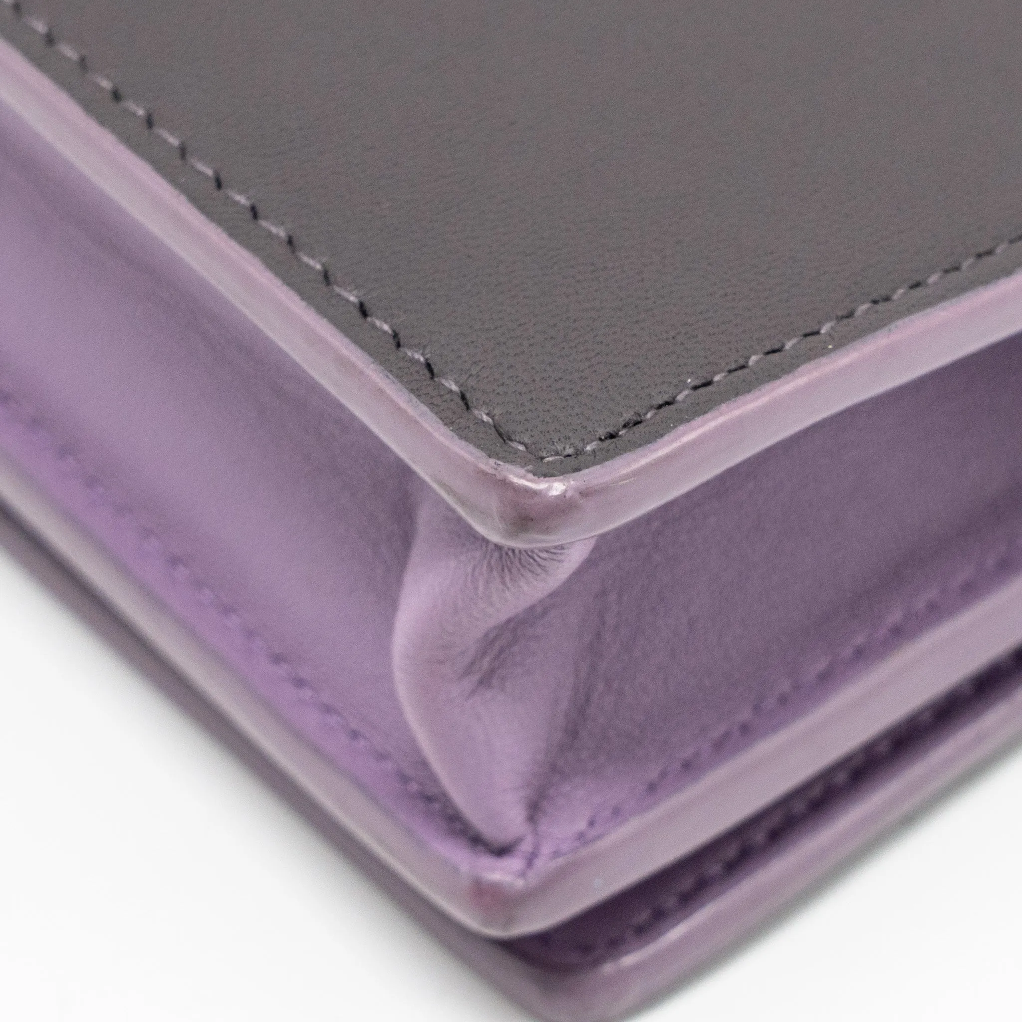 Bottega Veneta Intrecciato Wallet On Chain Leather Purple/Grey GHW