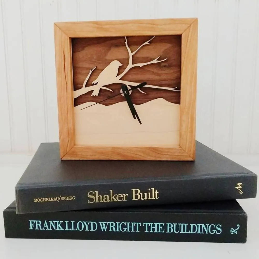 Box Clock - Bird on a Branch