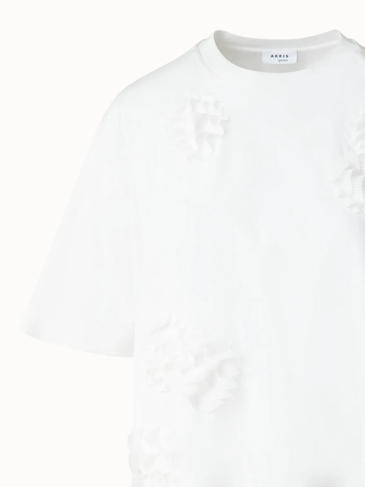 Boxy Cotton T-Shirt with 3D Carnation Detail