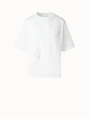 Boxy Cotton T-Shirt with 3D Carnation Detail