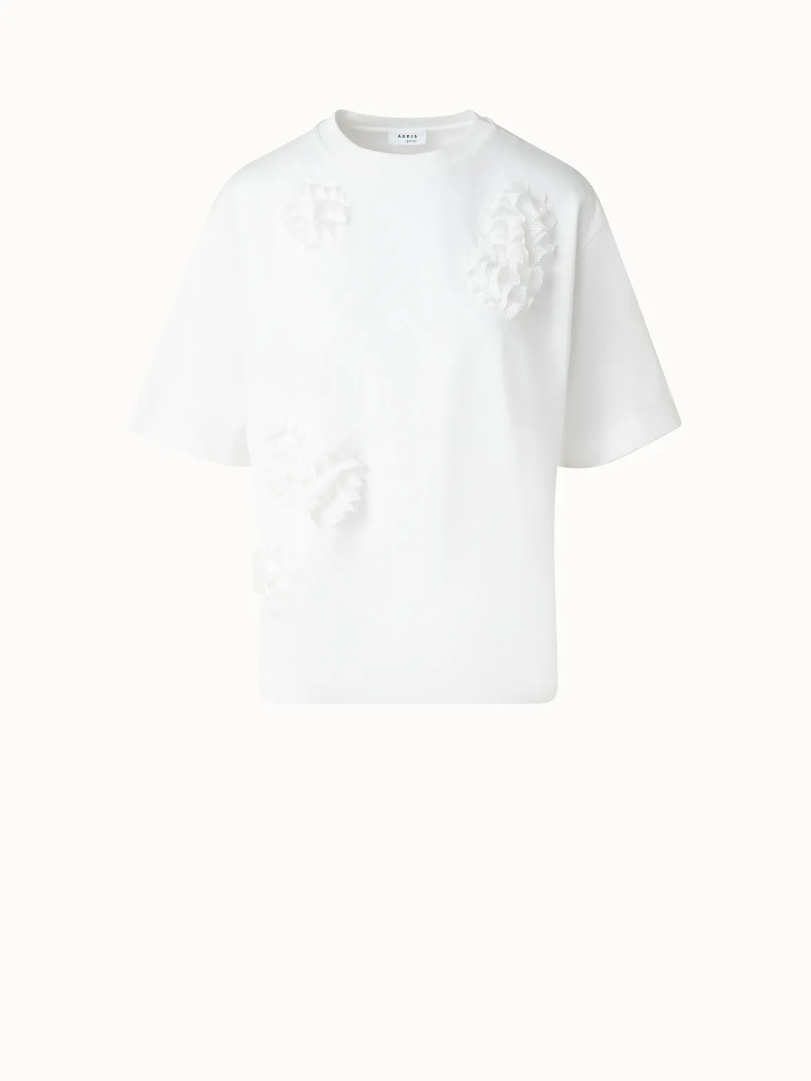 Boxy Cotton T-Shirt with 3D Carnation Detail