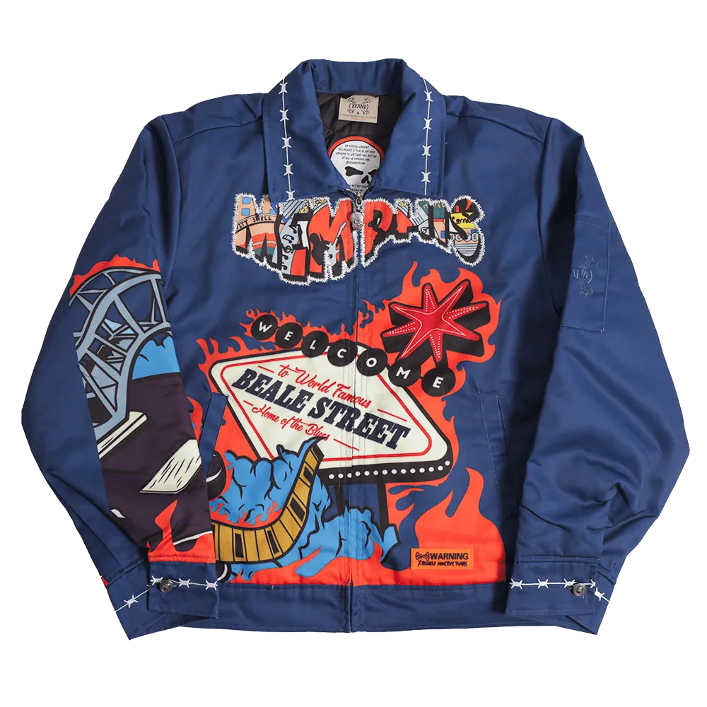 BRAND X WELCOME TO BEALE STREET WORK YOUTH JACKET (NAVY)