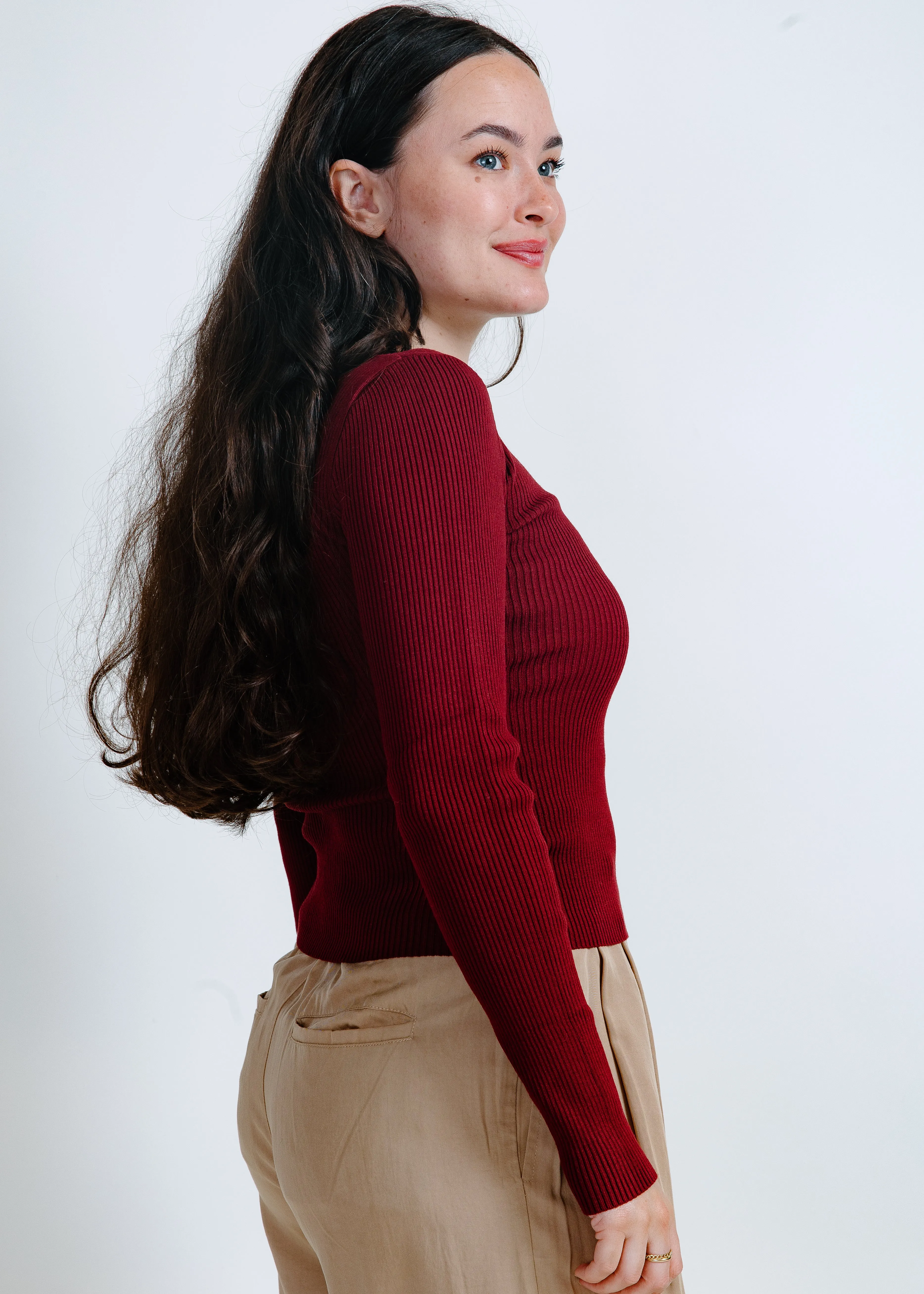 Brooke Ribbed Top - Wine