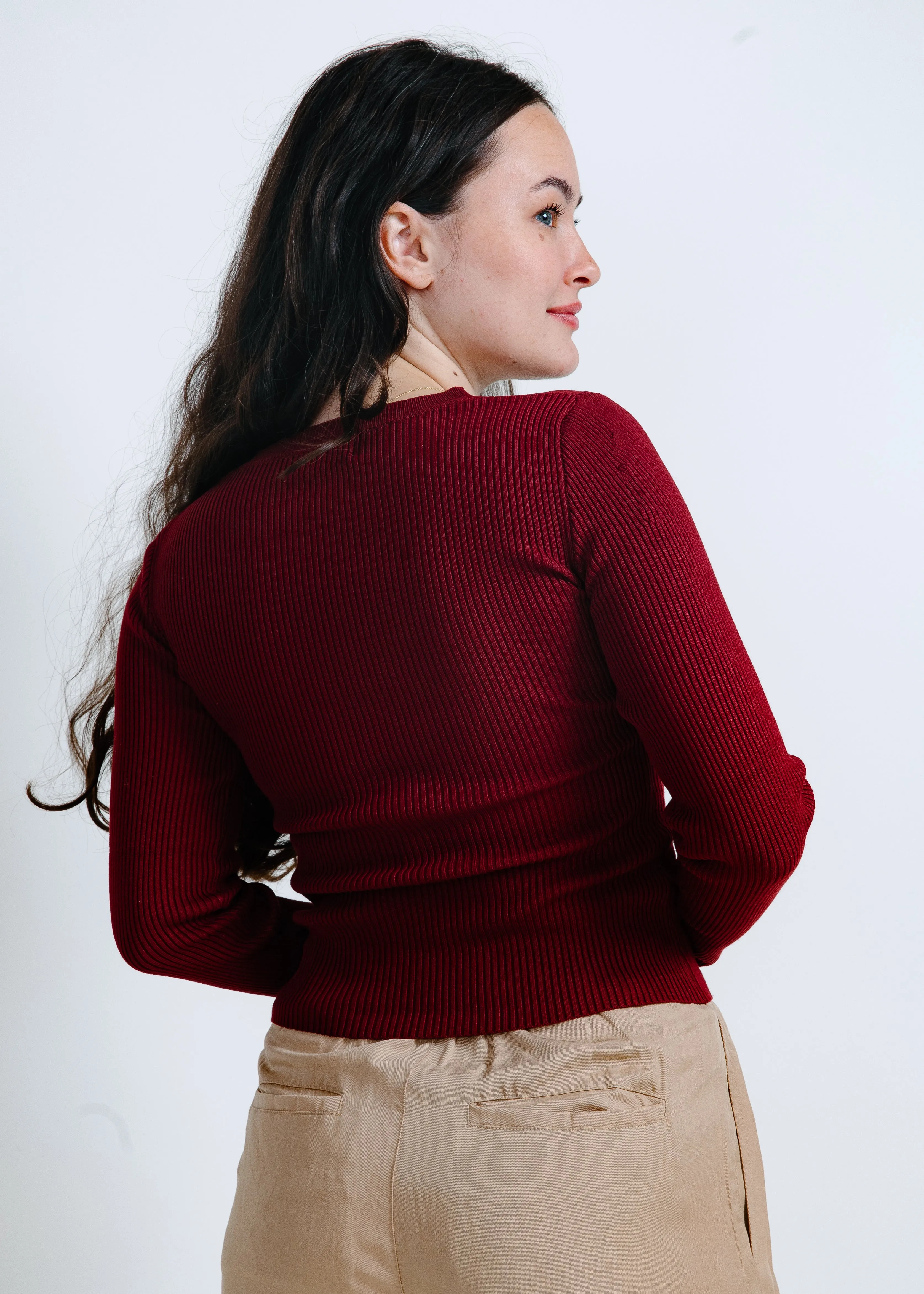 Brooke Ribbed Top - Wine