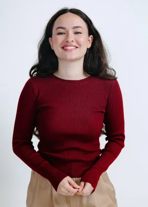 Brooke Ribbed Top - Wine