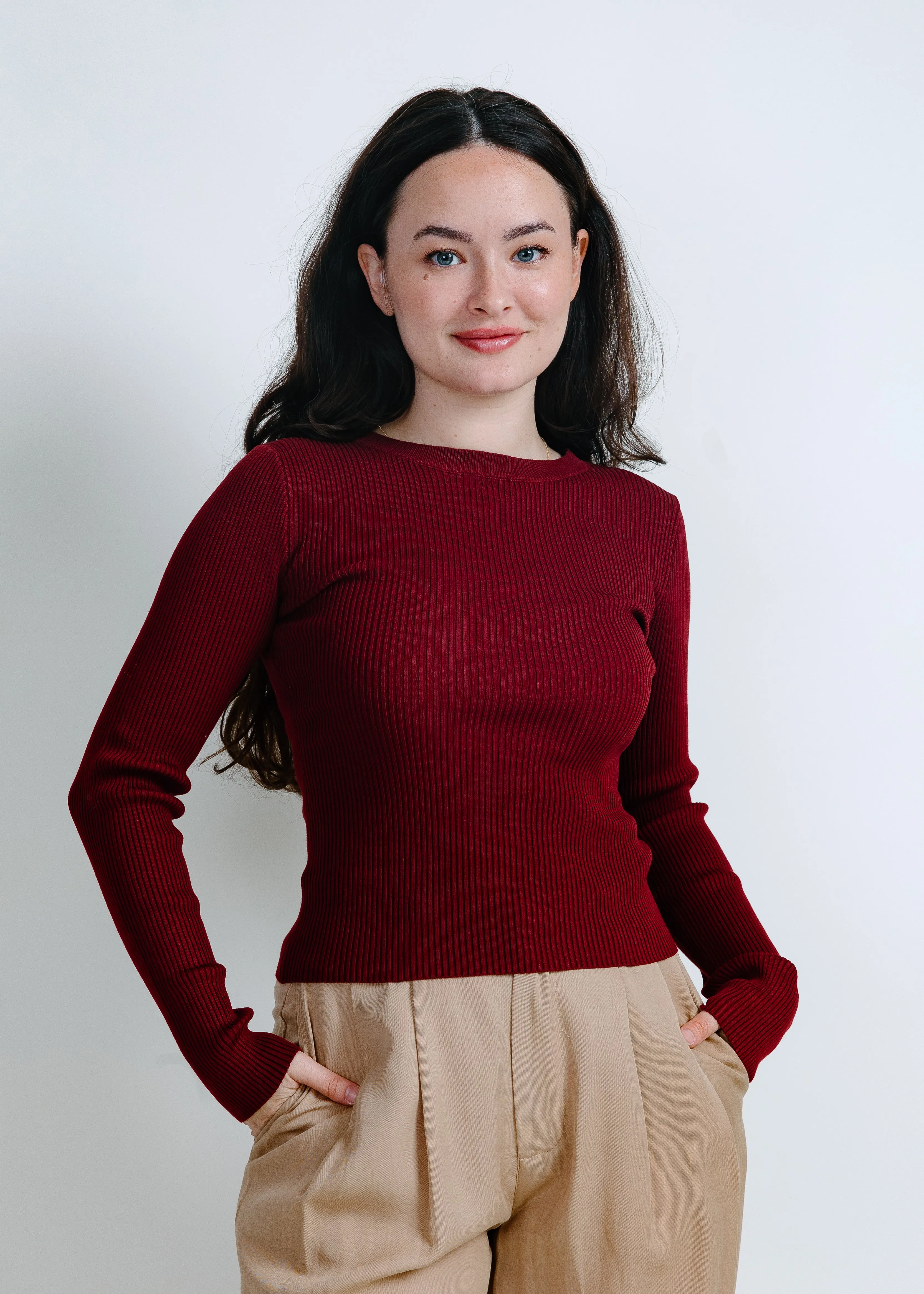 Brooke Ribbed Top - Wine