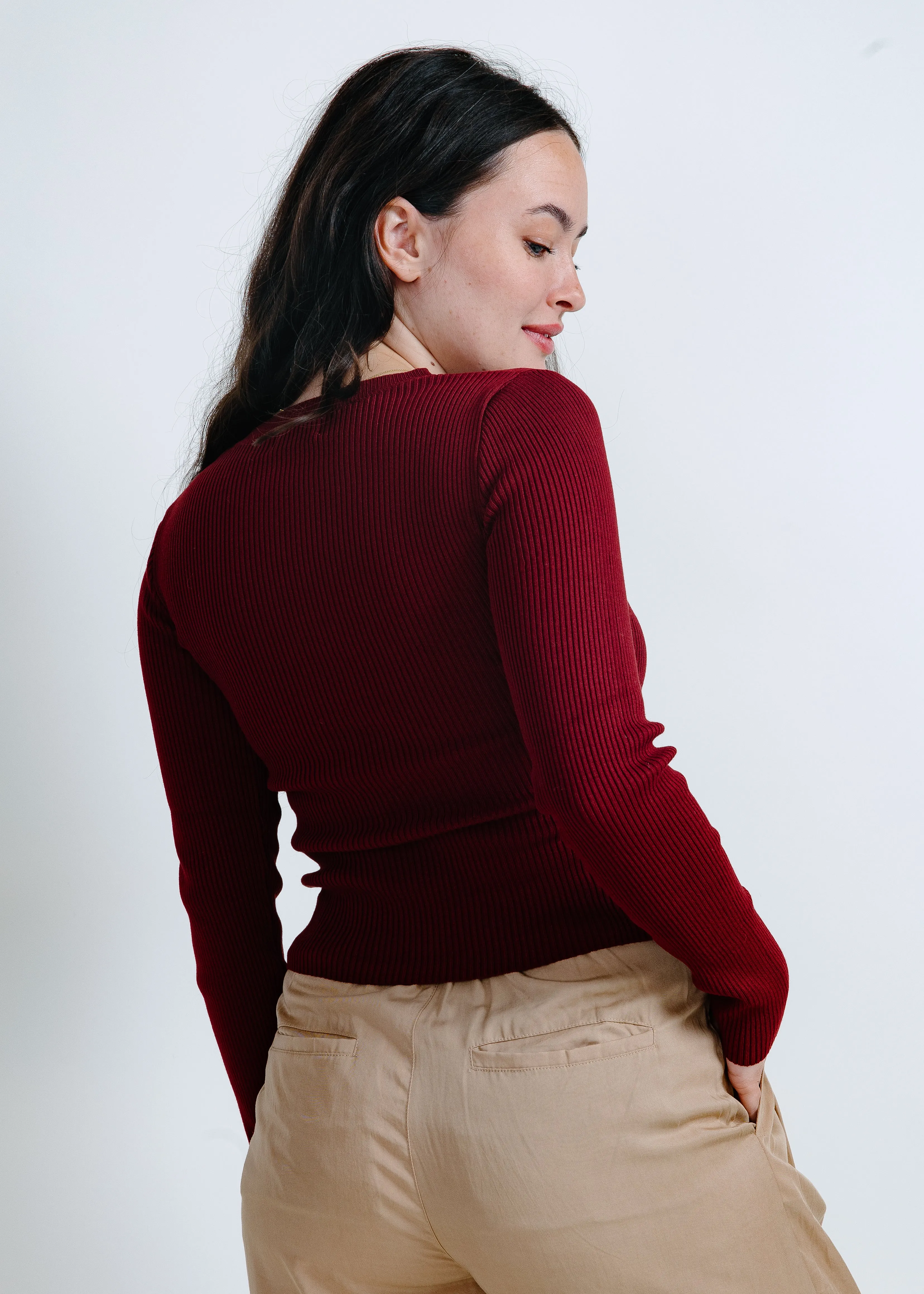Brooke Ribbed Top - Wine