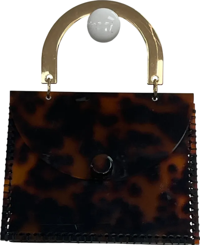 Brown Acrylic Tortoise Shell Style Clutch Bag