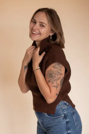 Brown Ribbed Turtle Neck