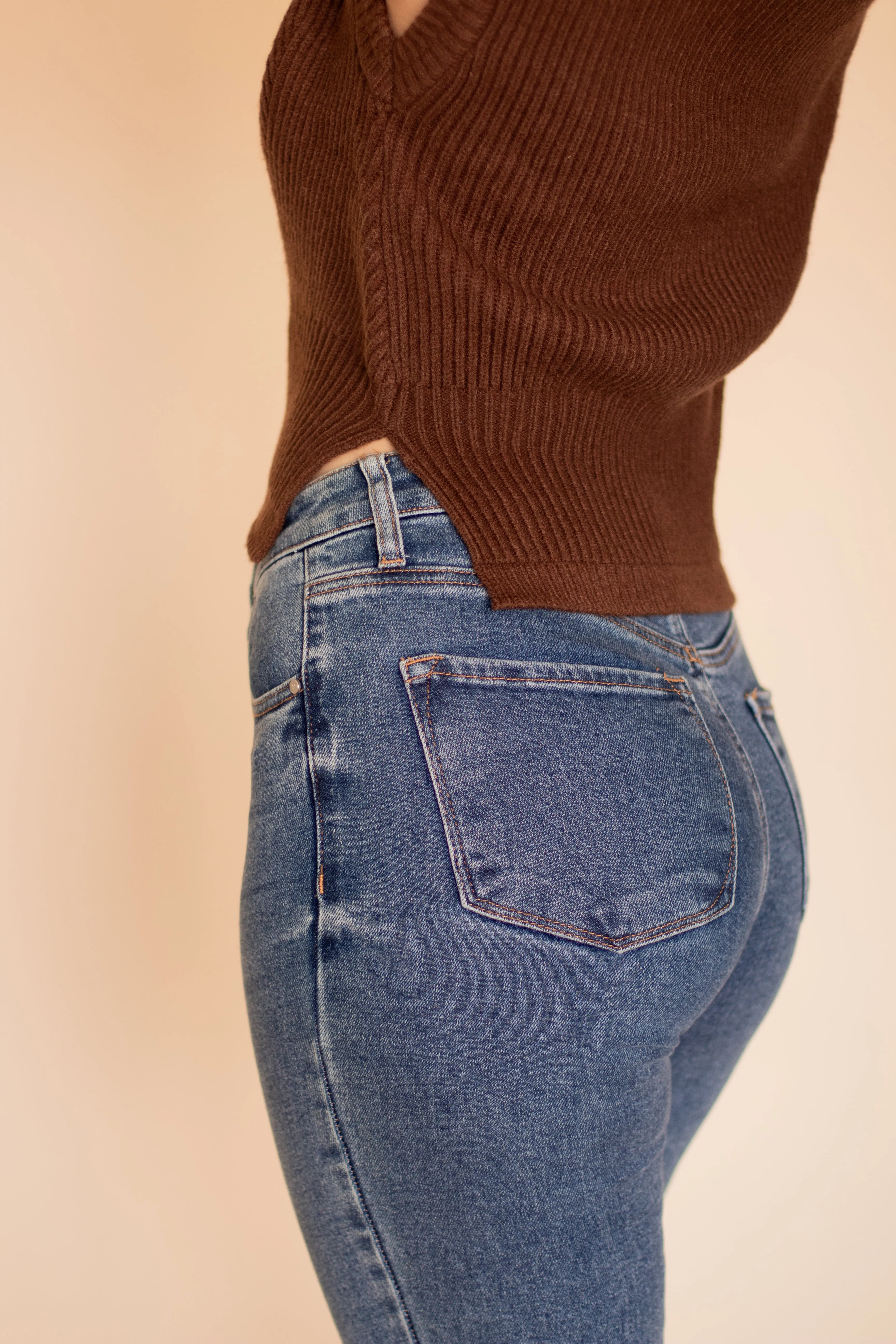 Brown Ribbed Turtle Neck