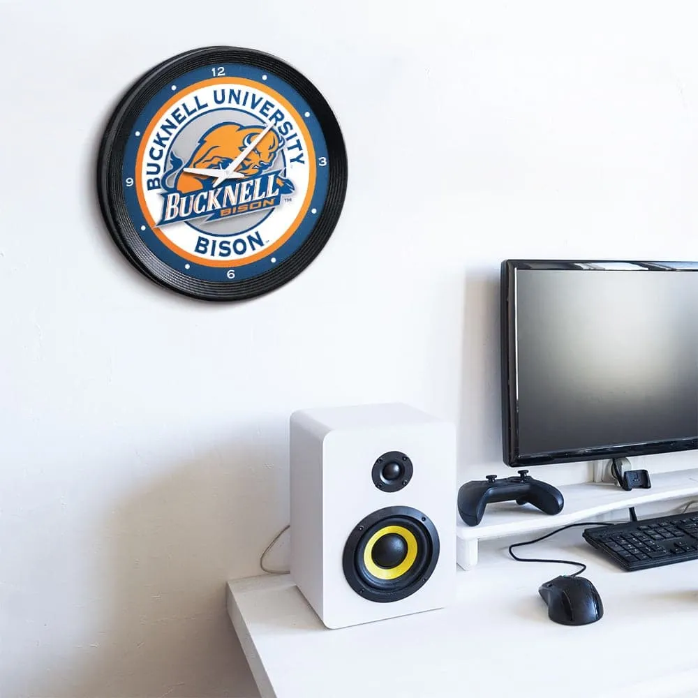 Bucknell Bisons: Ribbed Frame Wall Clock