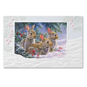 Bunny Holiday Hideout Embossed Christmas Cards