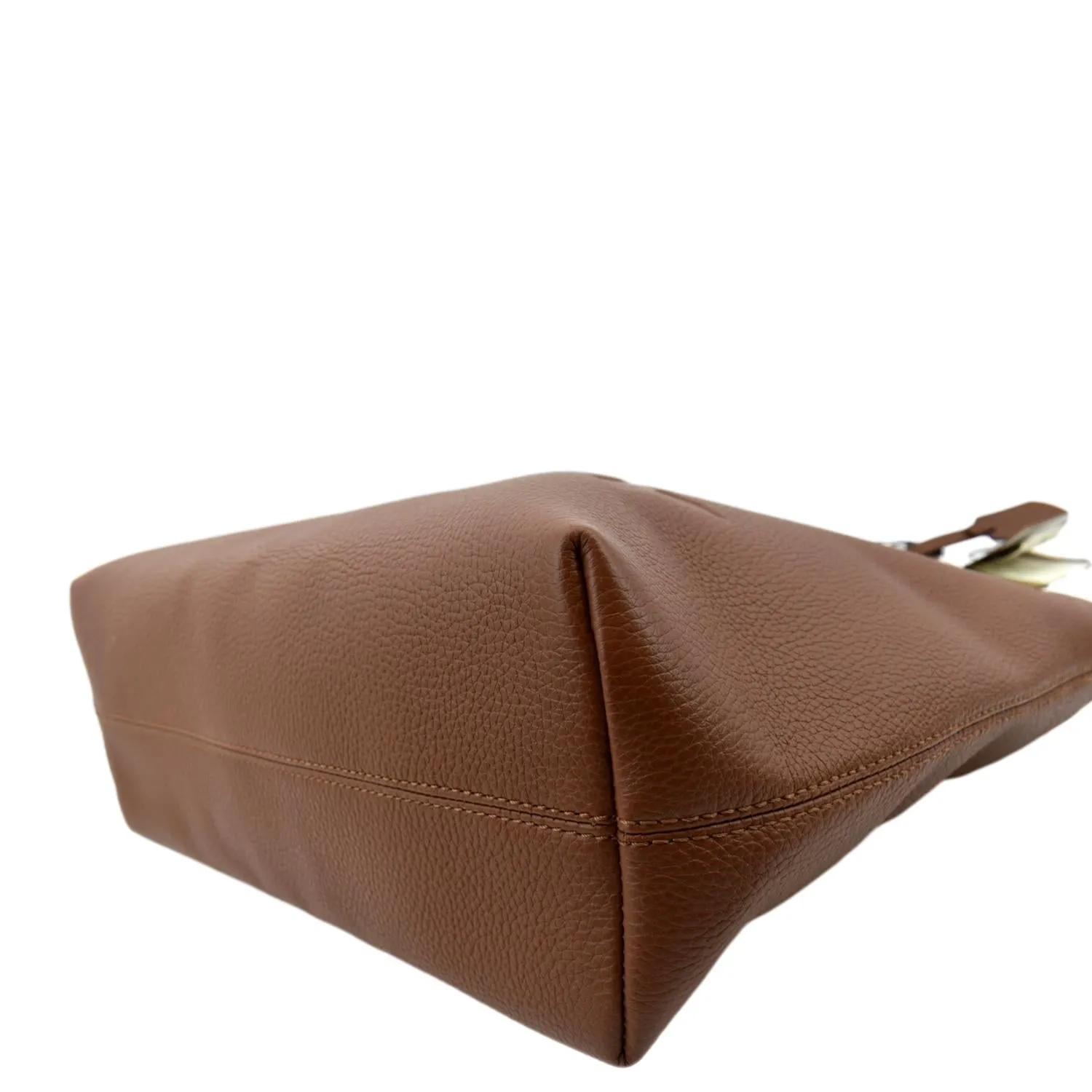 BURBERRY Logo Medium Embossed Leather Tote Bag Tan