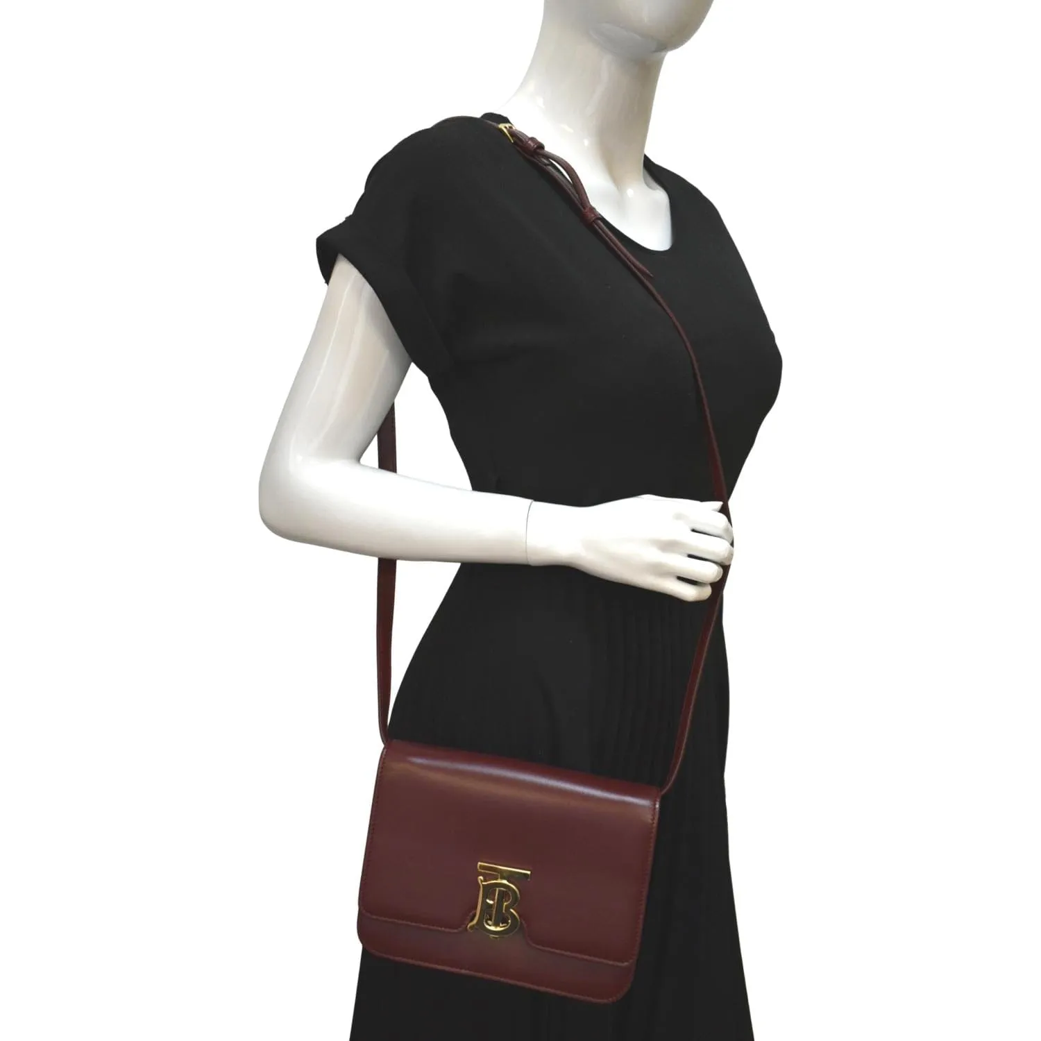BURBERRY Tb Lola Leather Shoulder Bag Red