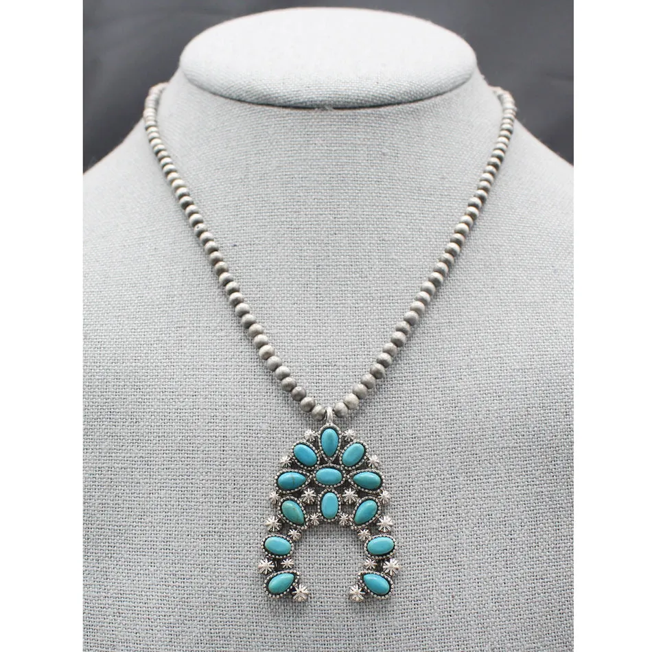 Bursting with Joy Navajo Necklace with Naja - Turquoise