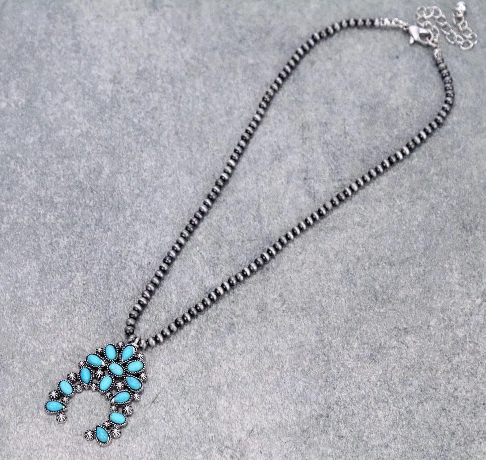Bursting with Joy Navajo Necklace with Naja - Turquoise
