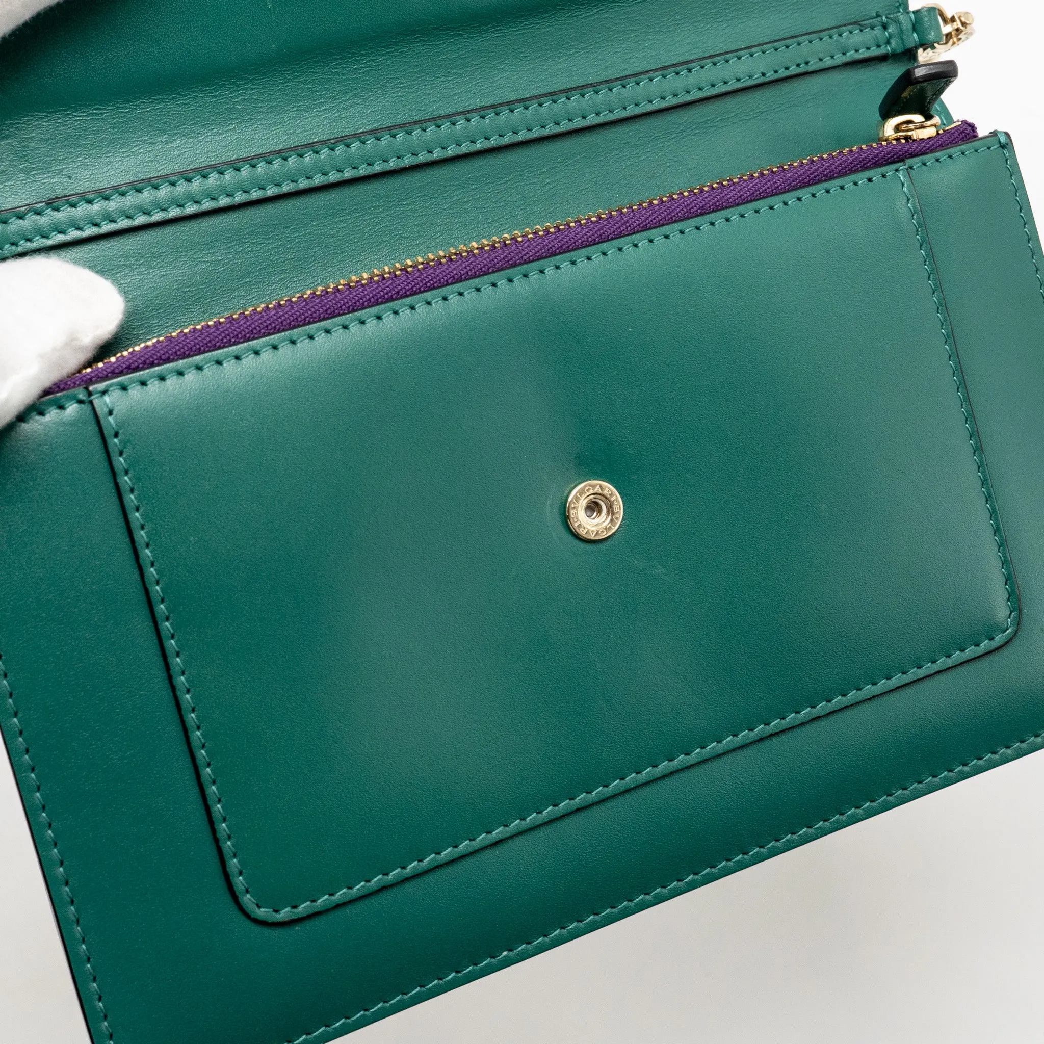 Bvlgari Serpenti Forever Wallet on Chain Calfskin Green LGHW