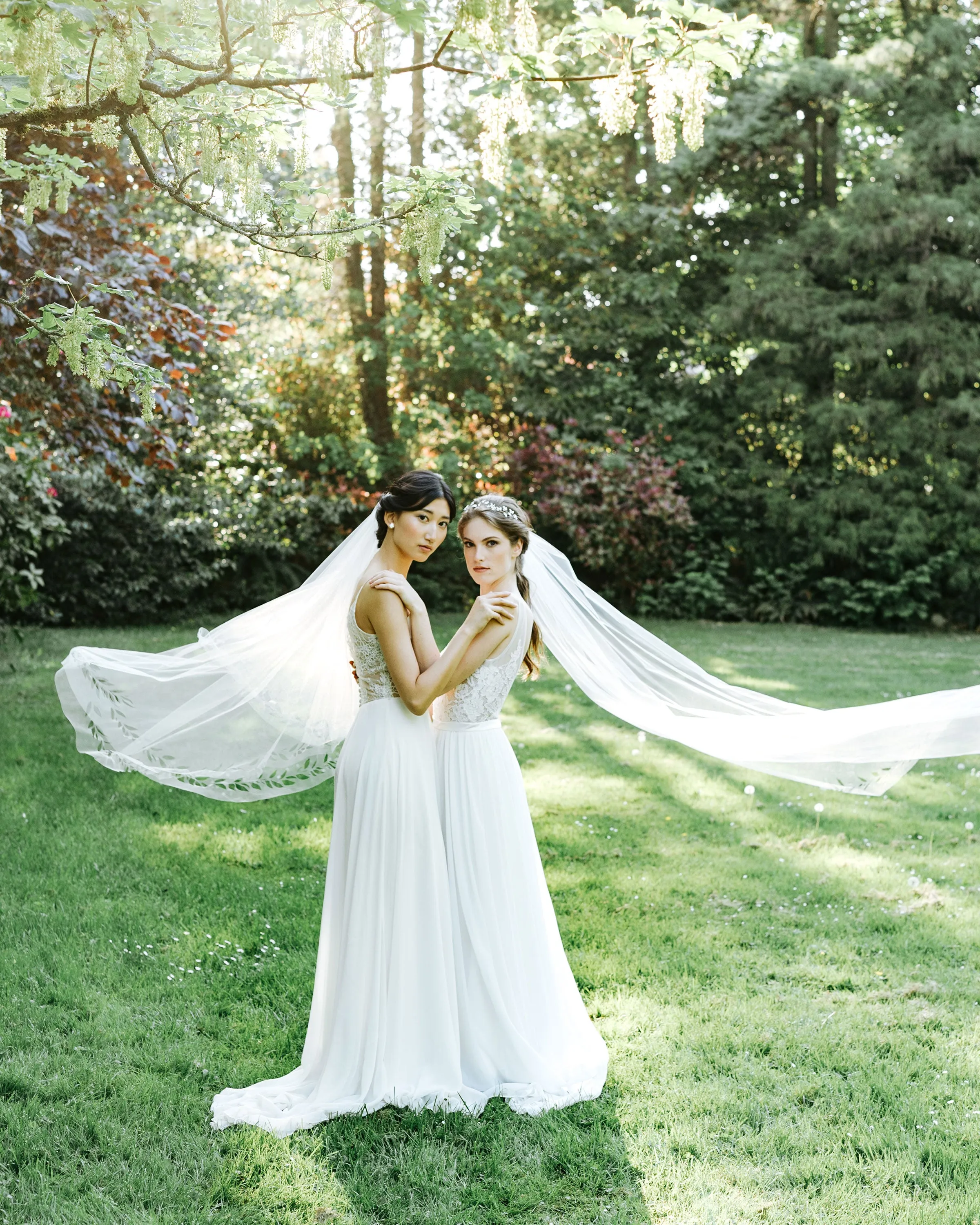 Cascading Leaves Circular Veil