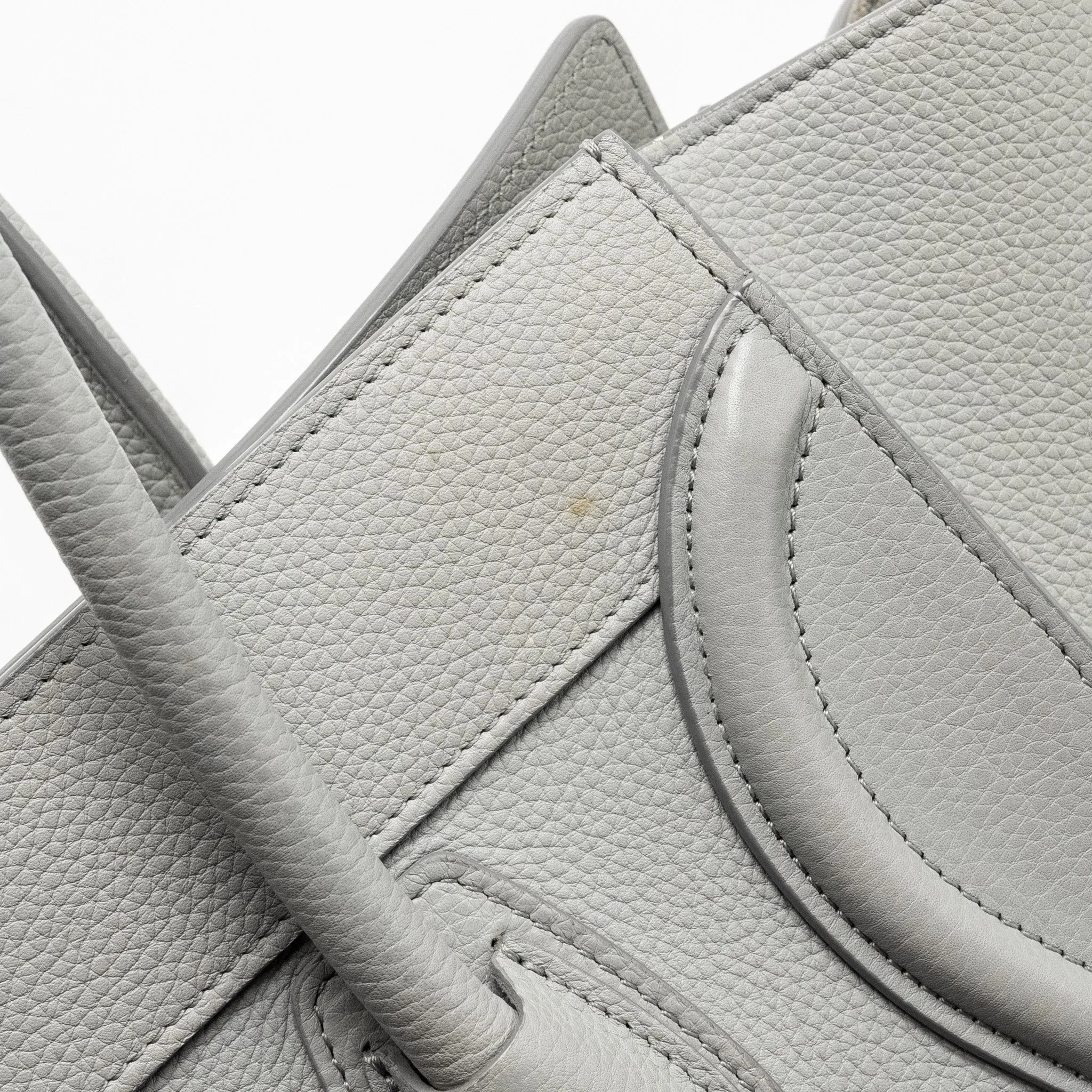 Celine Micro Luggage Bag Calfskin Light Grey SHW