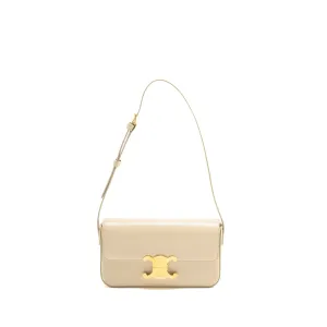 Celine Triomphe Shouder Bag Shiny Calfskin Ivory GHW