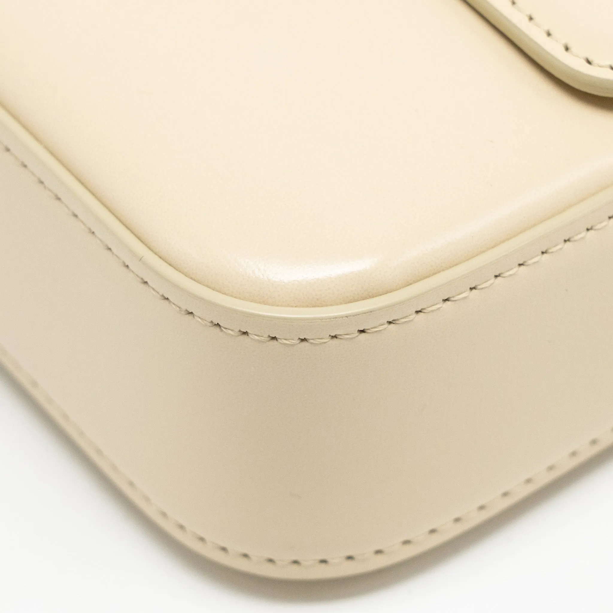 Celine Triomphe Shouder Bag Shiny Calfskin Ivory GHW