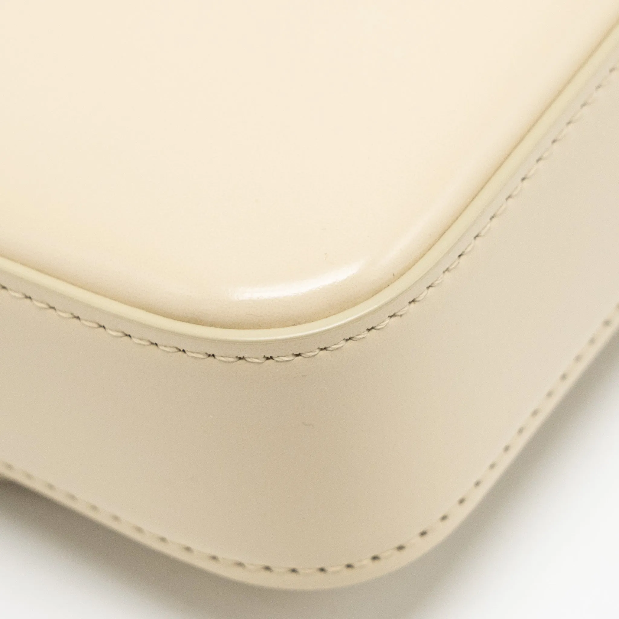 Celine Triomphe Shouder Bag Shiny Calfskin Ivory GHW