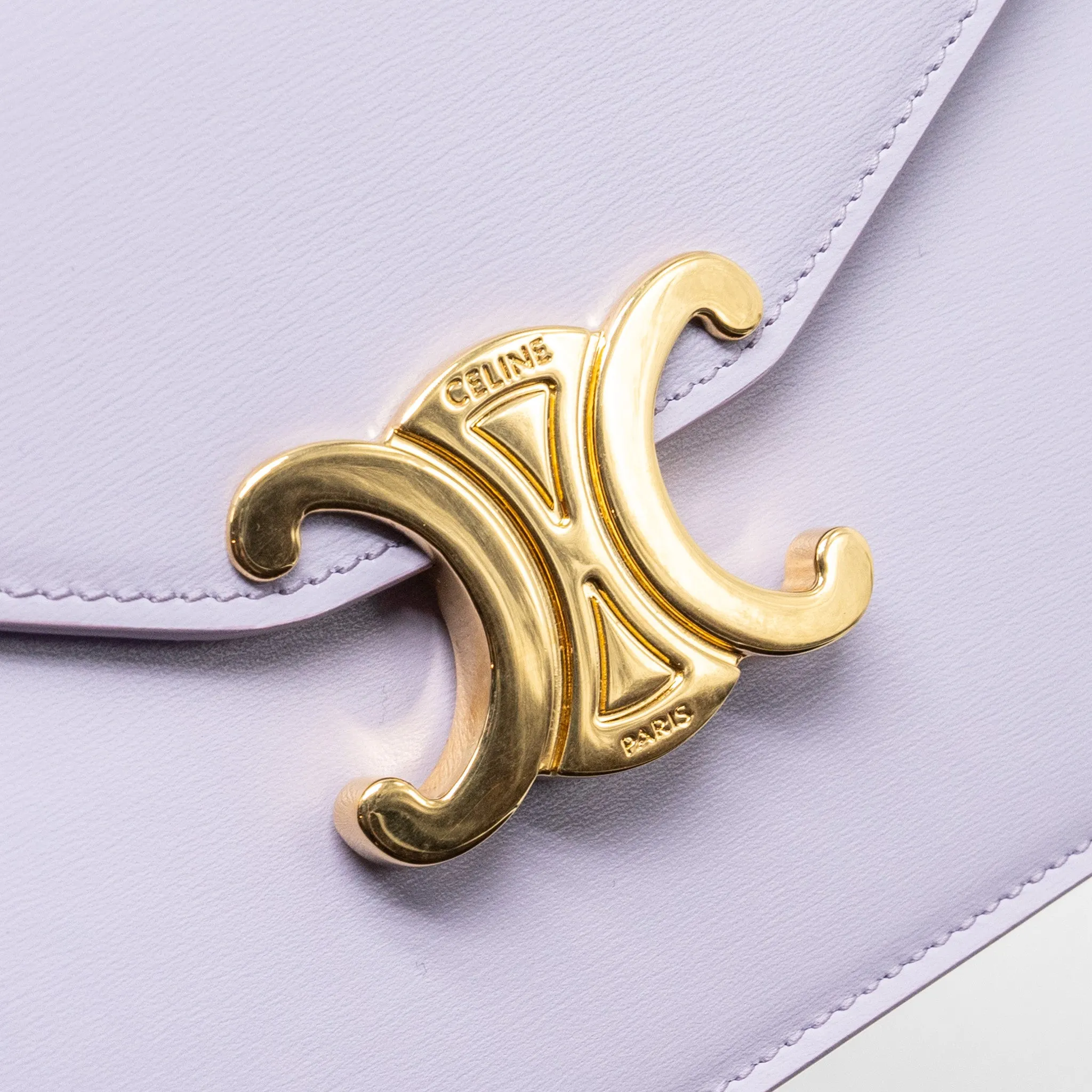 Celine Triomphe Wallet on Chain Margo Shiny Calfskin Light Lavender GHW