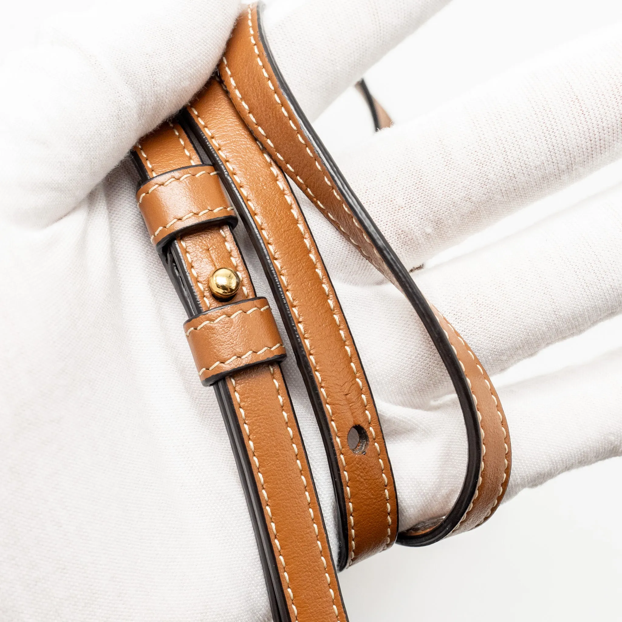 Celine Wallet On Strap Triomphe Canvas/Lambskin Tan GHW