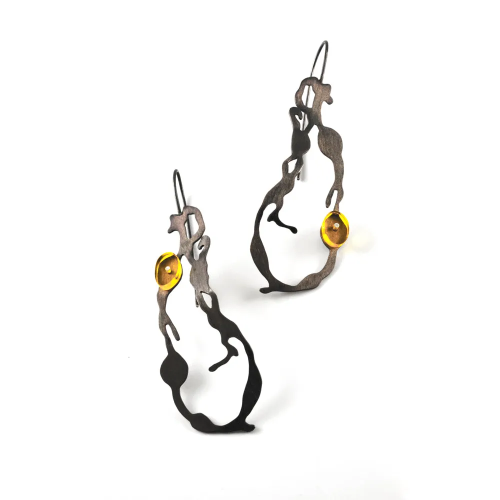 Chandelier Seaweed Earrings in Oxidized Silver