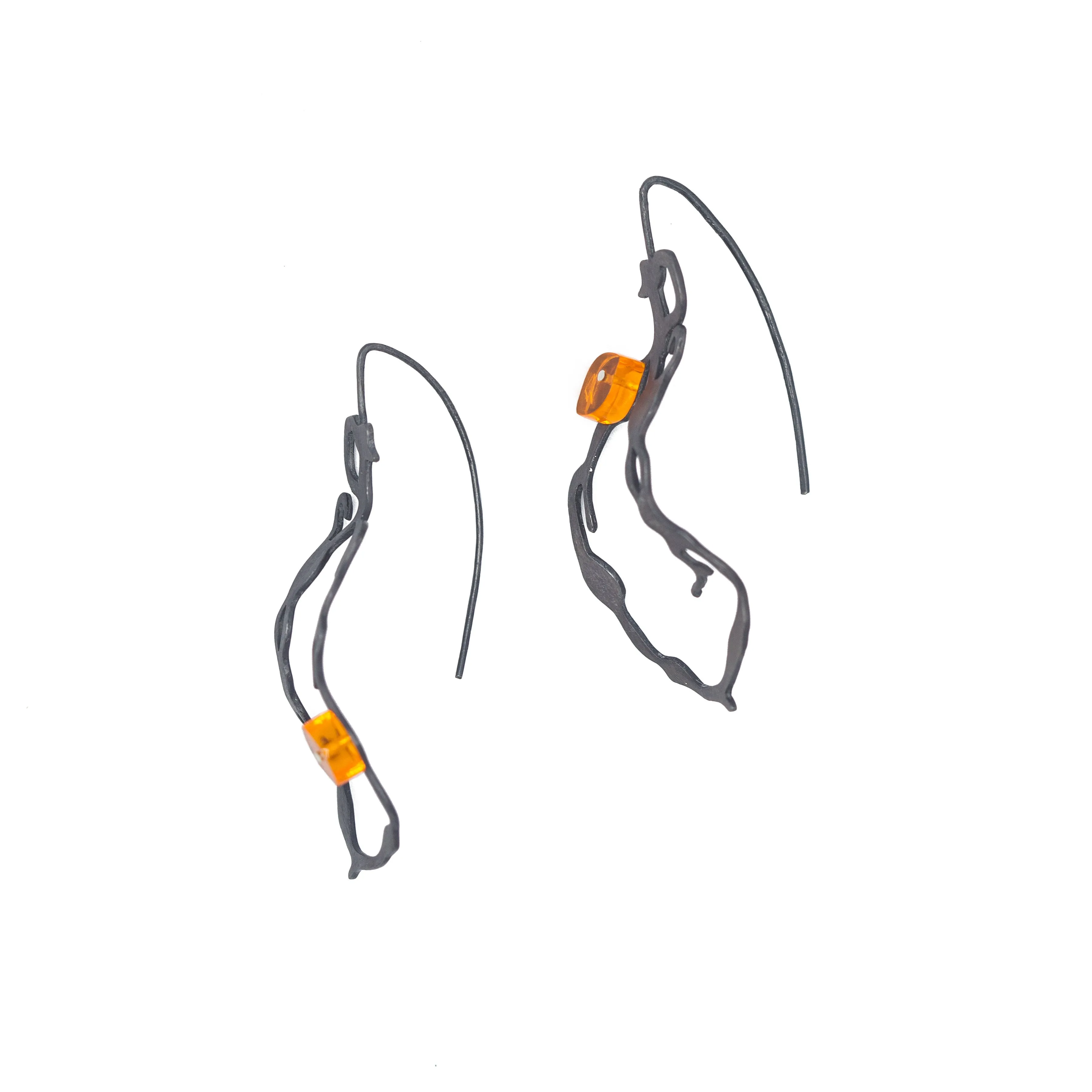 Chandelier Seaweed Earrings in Oxidized Silver