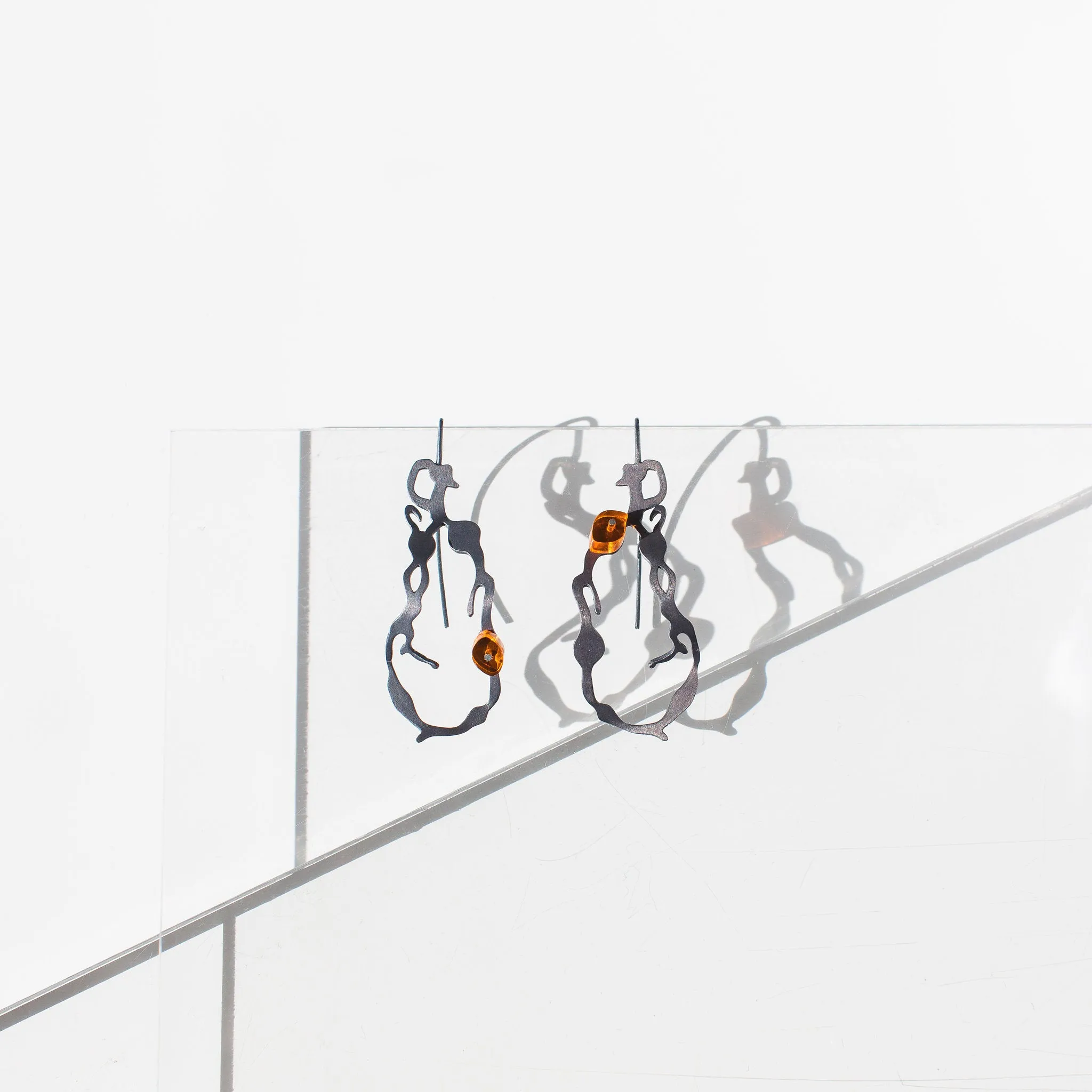 Chandelier Seaweed Earrings in Oxidized Silver