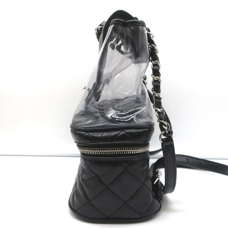 Chanel Aquarium Backpack Black Crumpled Leather & Transparent PVC Small Bag