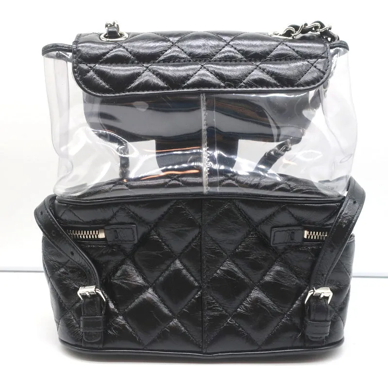 Chanel Aquarium Backpack Black Crumpled Leather & Transparent PVC Small Bag