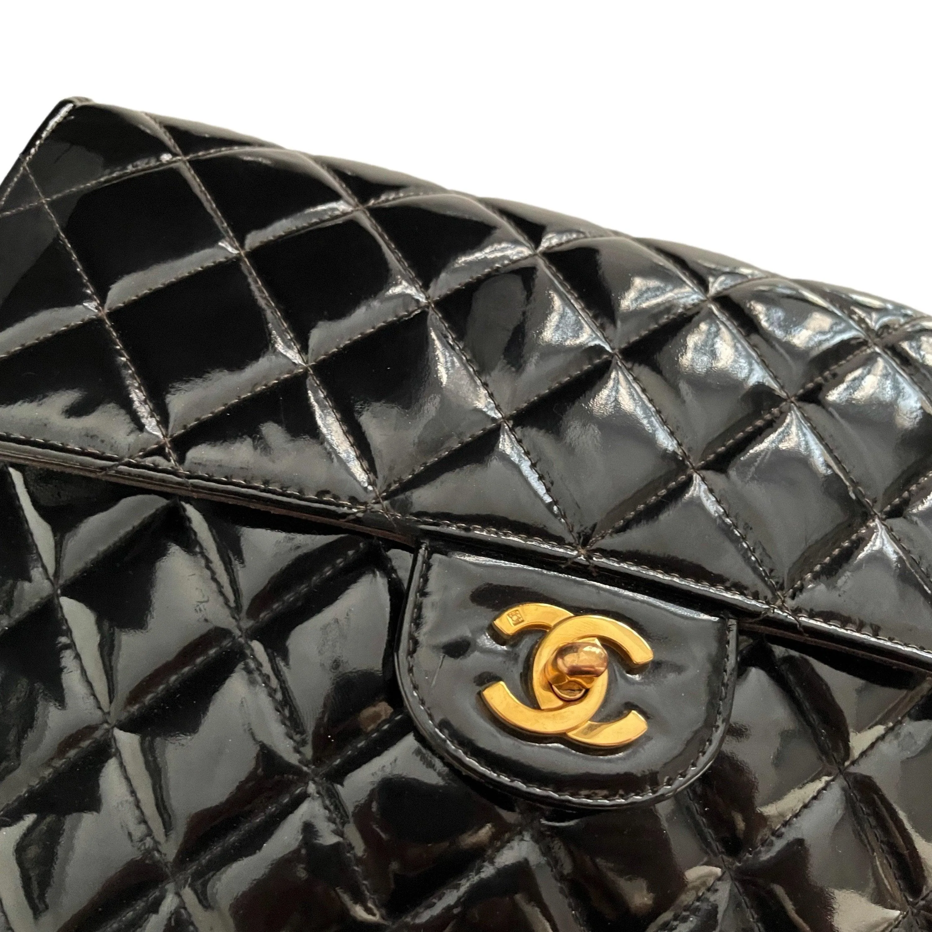 Chanel Black Patent Backpack