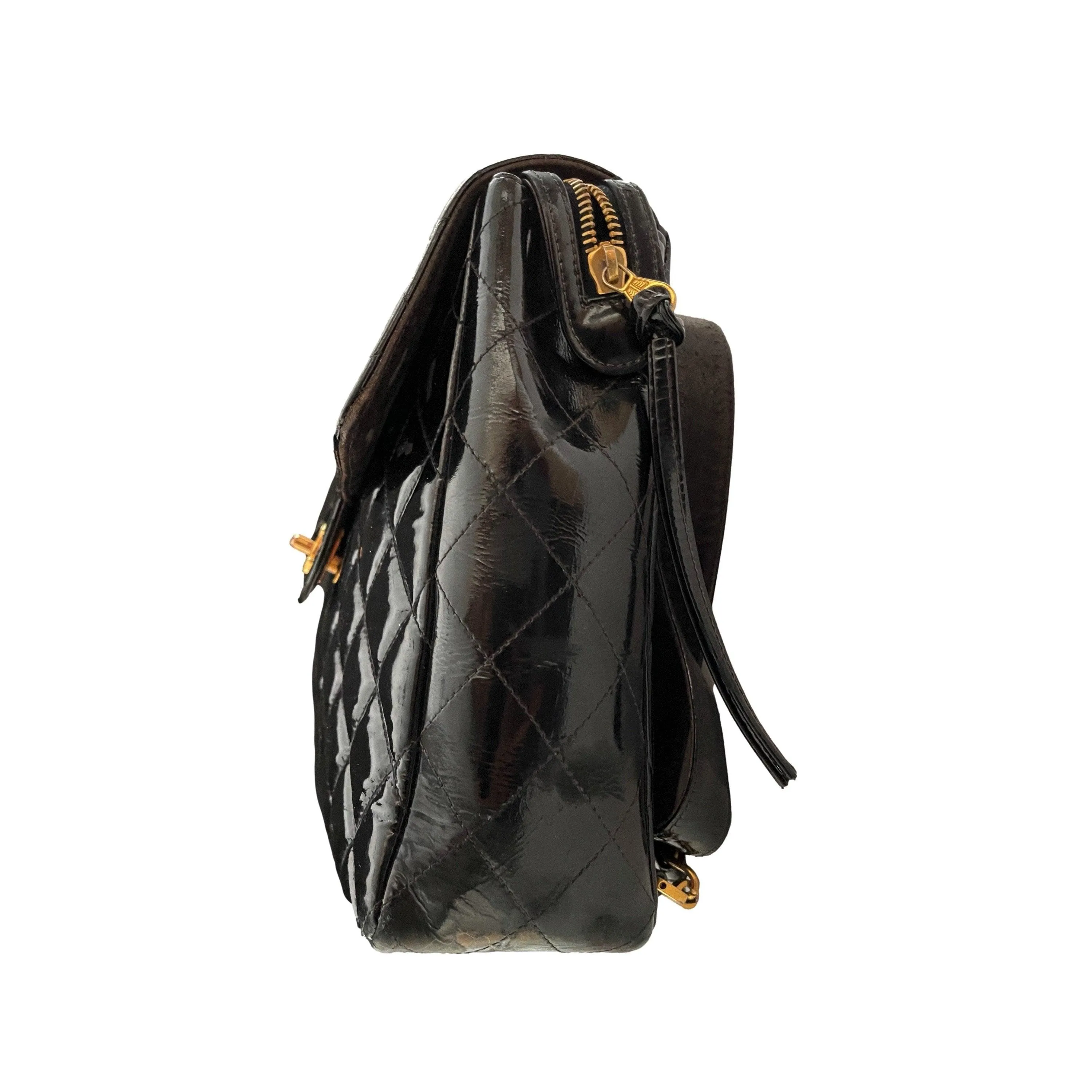 Chanel Black Patent Backpack